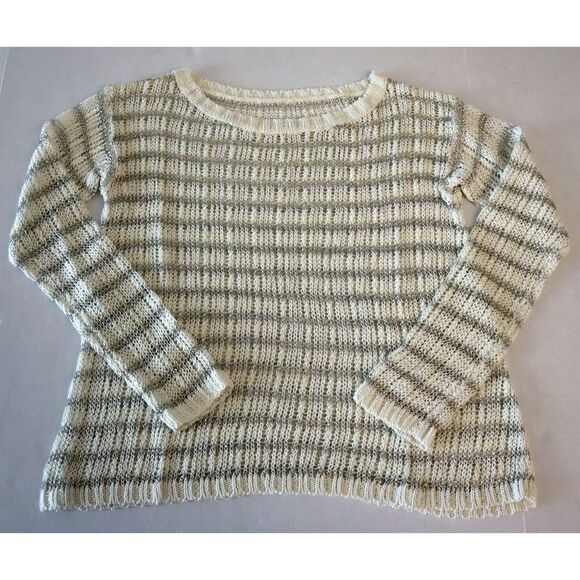 Alice + Olivia Womens Sz XS Cream/Silver Metallic Stripe Ethan Boxy Sweater $297 - Picture 3 of 10